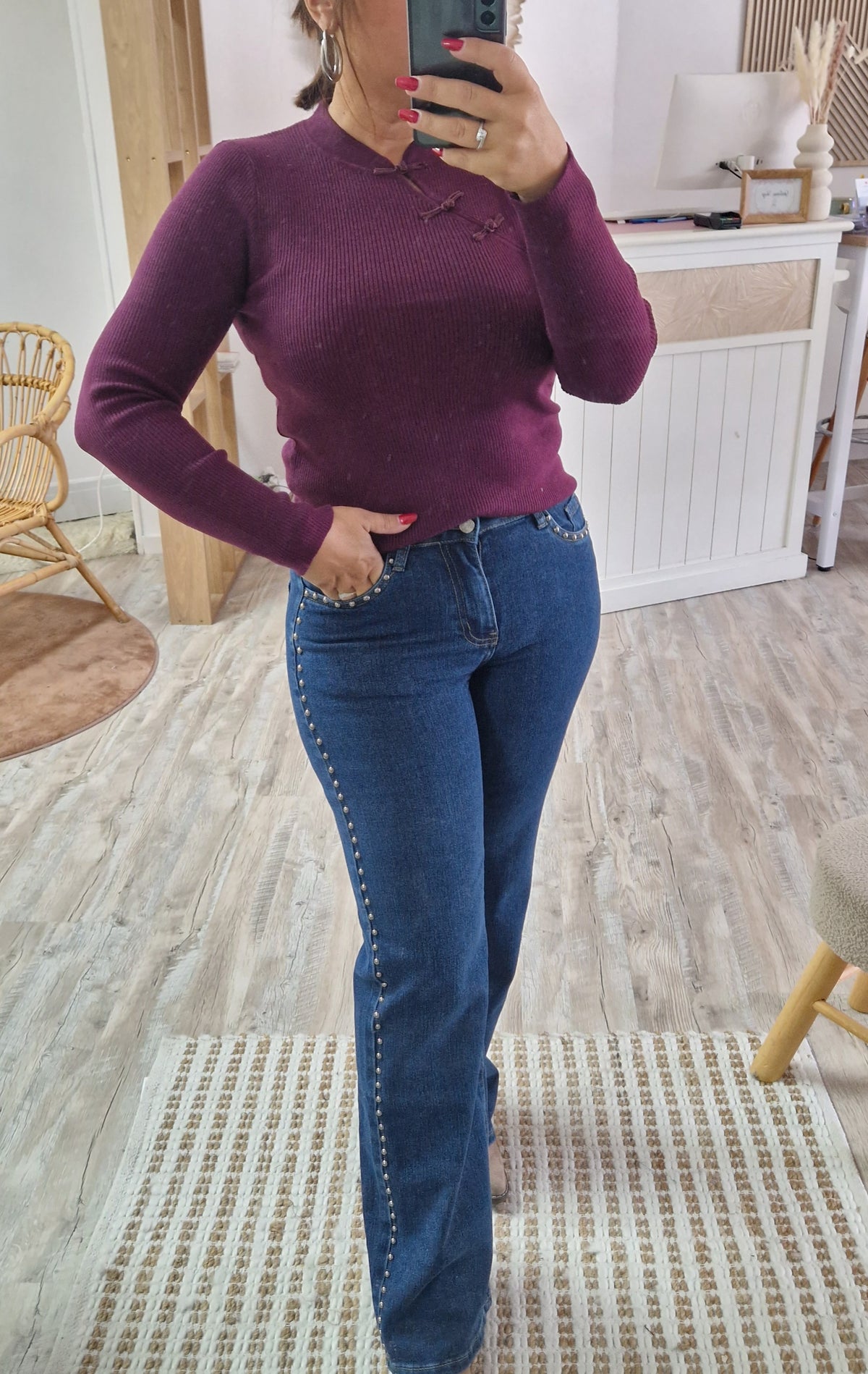Jeans flare studs