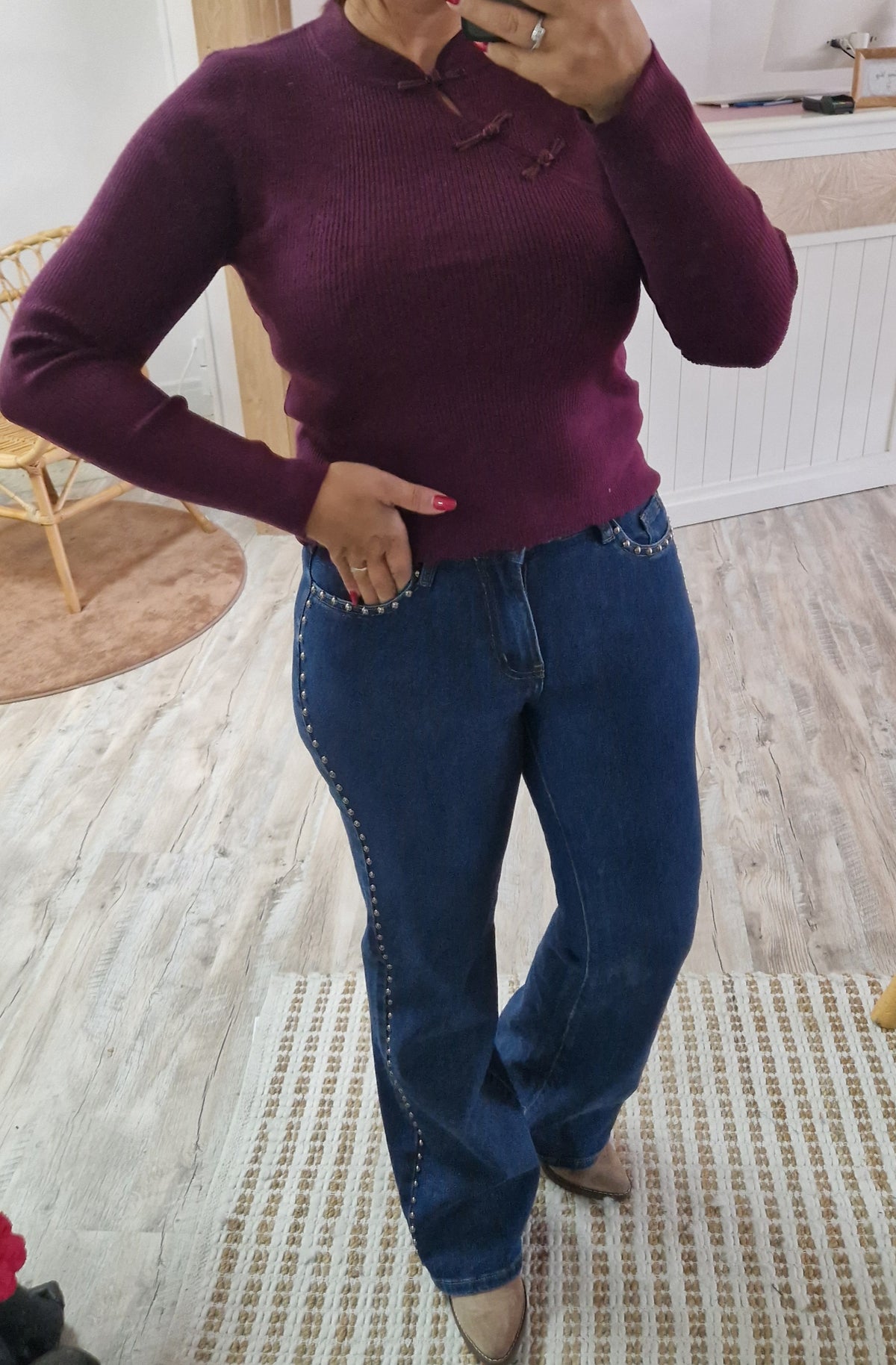 Jeans flare studs